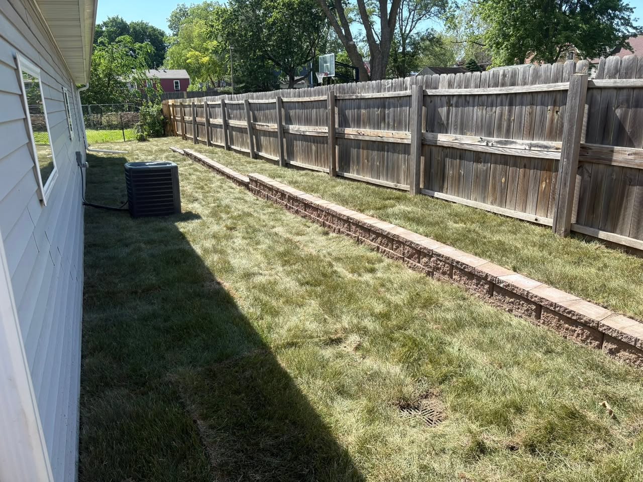 Freshly completed landscaping project